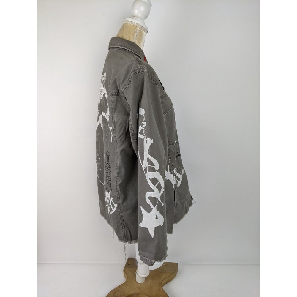 Zara Basic Outerwear Button Down Painted Patches … - image 2